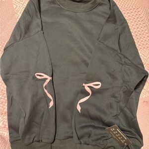 Women's Black Sweatshirt with Pink Accents